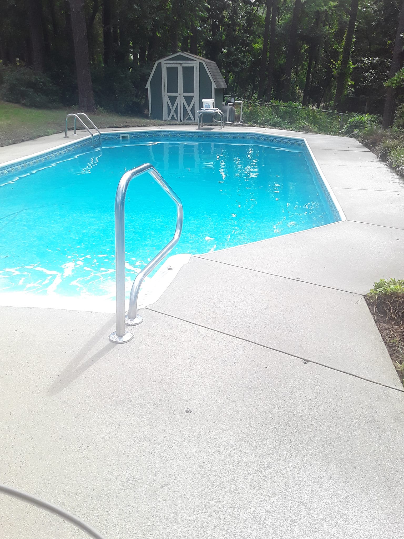 Clean pool area after pressure washing