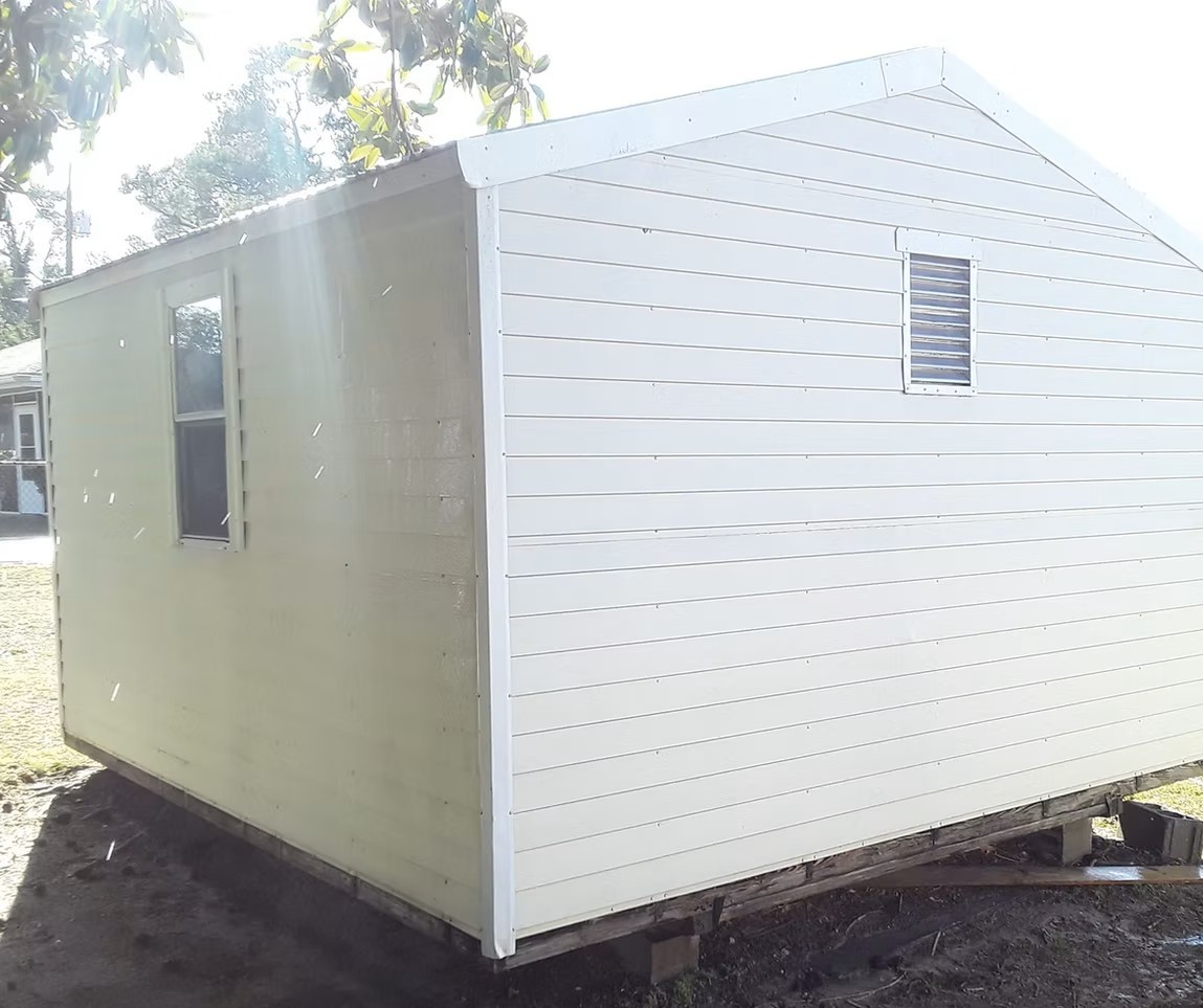 Shed after pressure washing