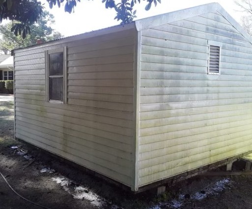 Shed before pressure washing
